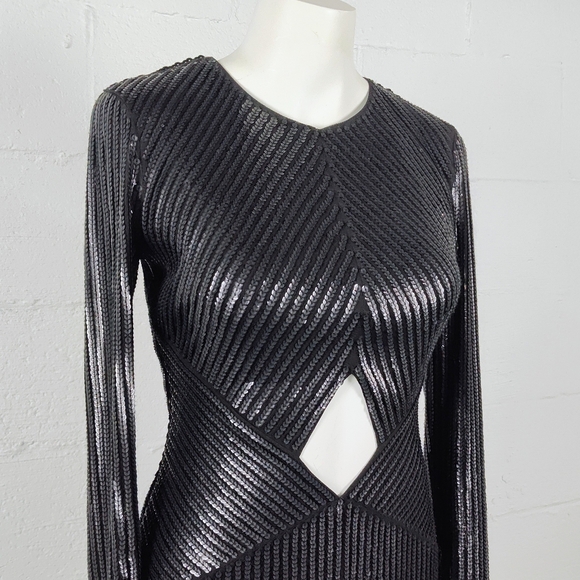 Express Black Sequin Long Sleeve Dress - Picture 2 of 7